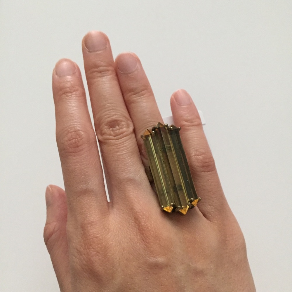 BCBGENERATION RING COCKTAIL HEALING CRYSTAL GOLD - Picture 4 of 4